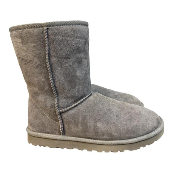 UGG Classic Short II Gray Shearling Boot Suede Women size 8 - Picture 1 of 7